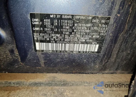 2018 Subaru Outback 2.5I z USA, uszkodzony, nr VIN 4S4BSAACXJ3214779